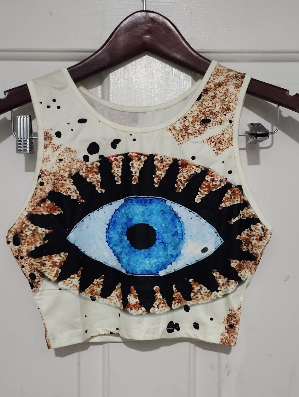 Women’s Cream Eye Graphic Crop Top